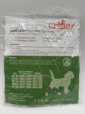 Neoally Rear Leg Hock Braces For Dogs & Cats Premium Support Reflective Straps L